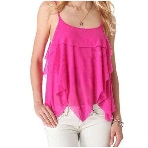 Free People Dew Drop Ruffle Asymmetrical Tank Top Size Small